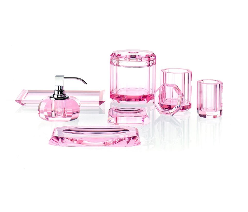 Luxury Shiny Gold Liquid Soap Glass Dispenser | Pink - |VESIMI Design|
