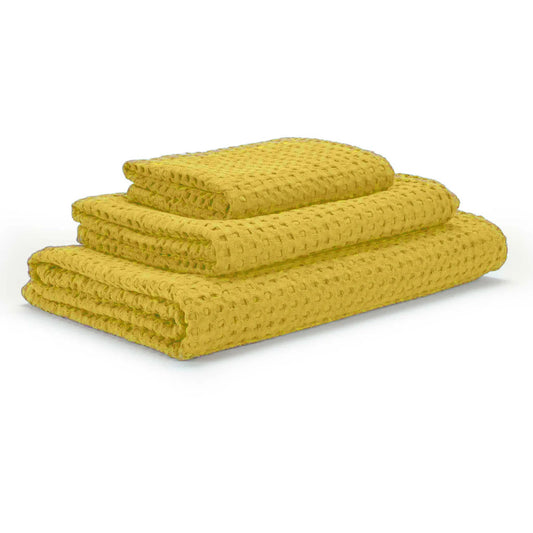 Yellow Waffle Egyptian Cotton Retro Towels Pousada - 278 Yuzu
