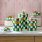 Emerald Check Enamel Canisters - Set of 3