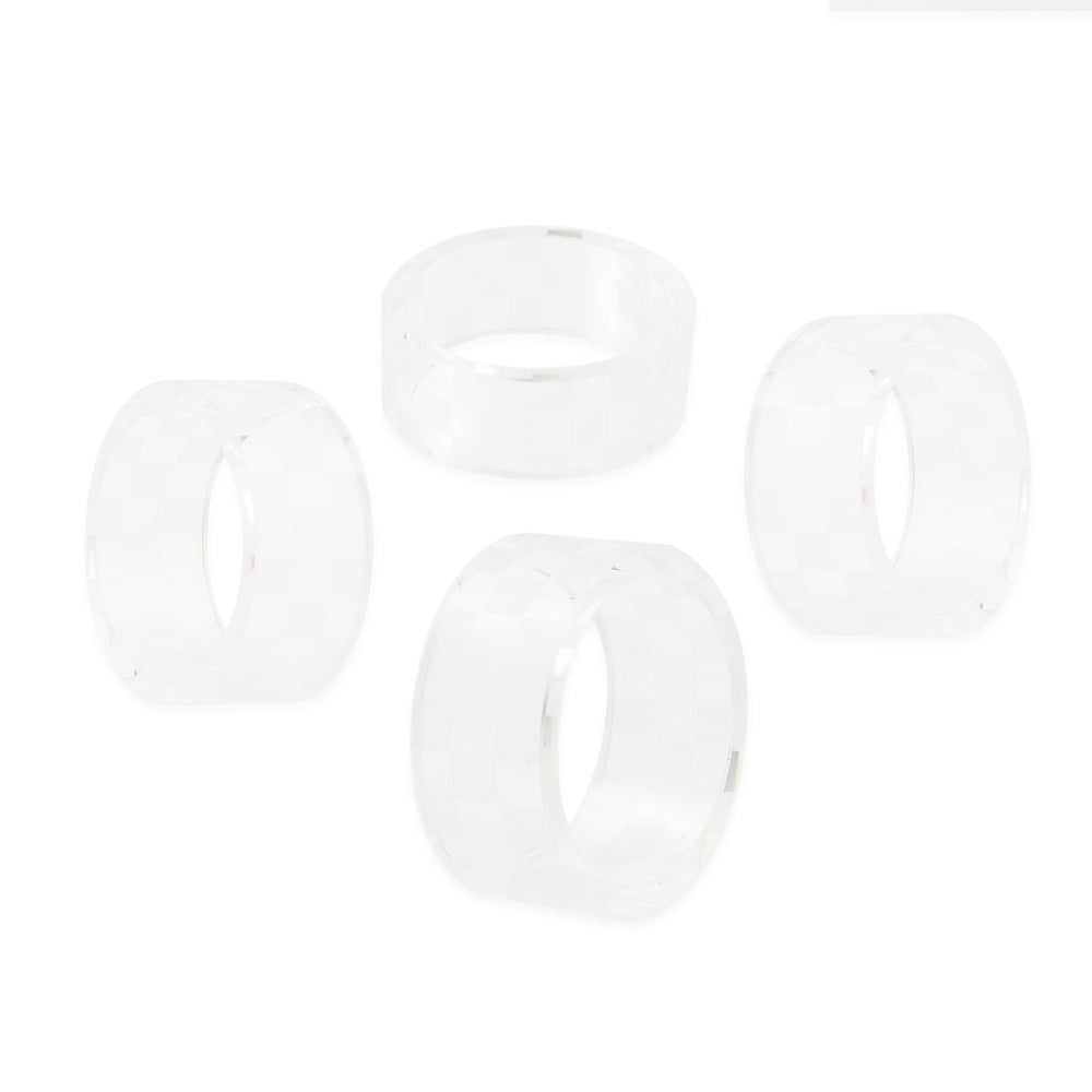 Check Glass Rings MacKenzie-Childs Clear Check Glass Napkin Ring, Set of 4 – |VESIMI Design|