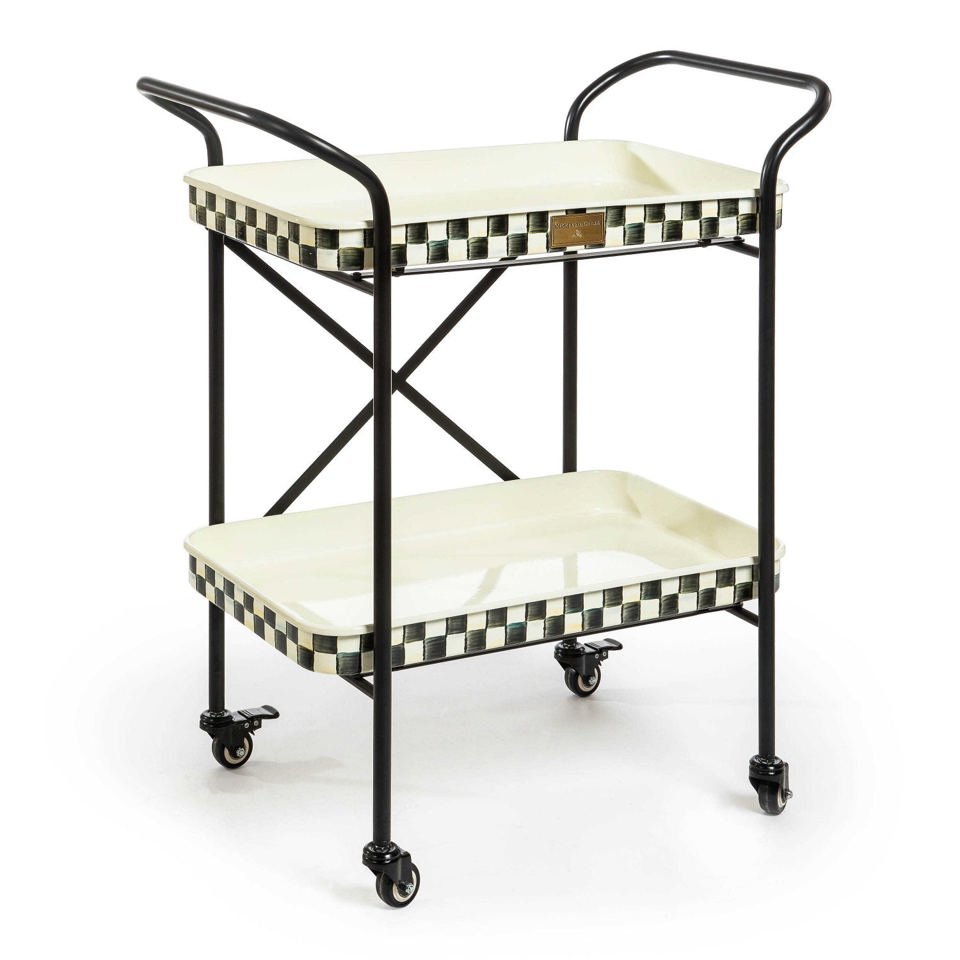 Mackenzie - Childs Courtly Check Enamel 2 - Tier Kitchen Cart - |VESIMI Design| Luxury Bathrooms and Home Decor