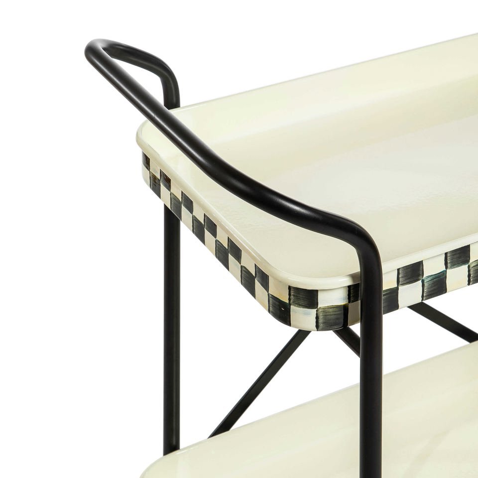 Mackenzie - Childs Courtly Check Enamel 2 - Tier Kitchen Cart - |VESIMI Design| Luxury Bathrooms and Home Decor