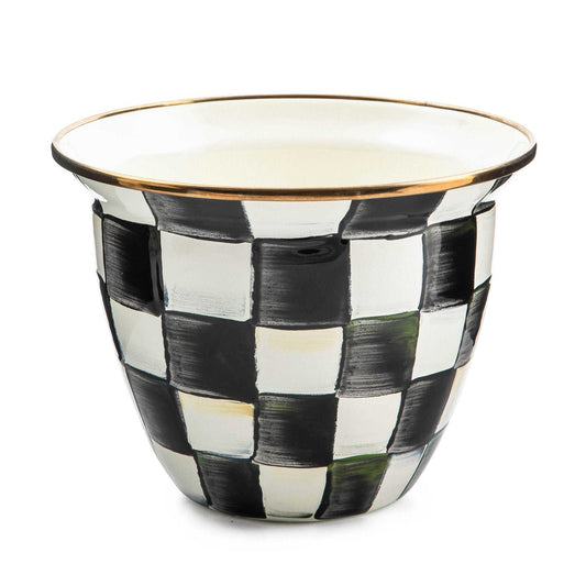 MacKenzie-Childs Courtly Check Enamel Flower Pot - Large - |VESIMI Design| Luxury Bathrooms and Home Decor