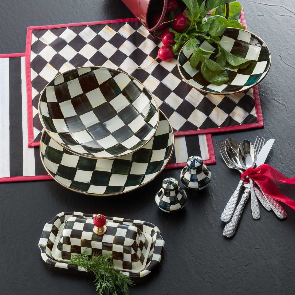 MacKenzie - Childs Courtly Check Enamel Salt & Pepper Shakers - |VESIMI Design|