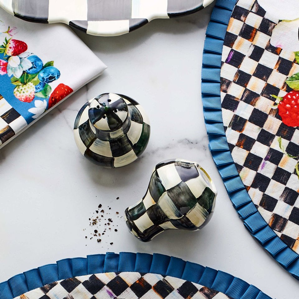 MacKenzie - Childs Courtly Check Enamel Salt & Pepper Shakers - |VESIMI Design|