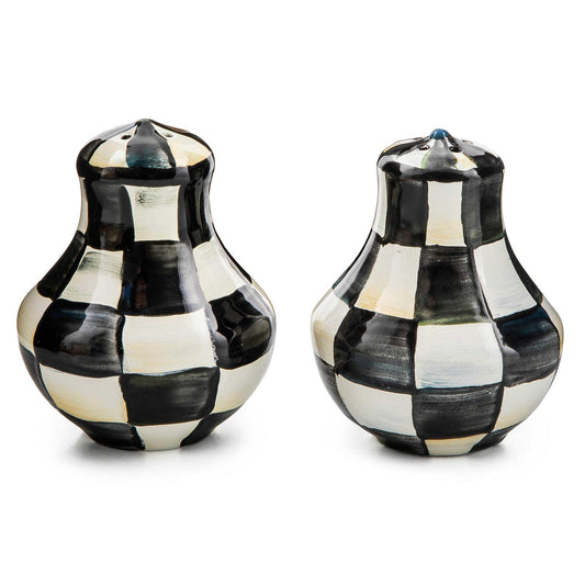 MacKenzie - Childs Courtly Check Enamel Salt & Pepper Shakers - |VESIMI Design| Luxury Bathrooms and Home Decor
