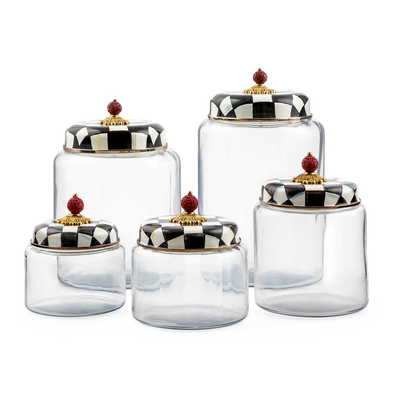 Mackenzie-Childs Courtly Check Kitchen Glass Canister Small - |VESIMI Design| Luxury Bathrooms and Home Decor