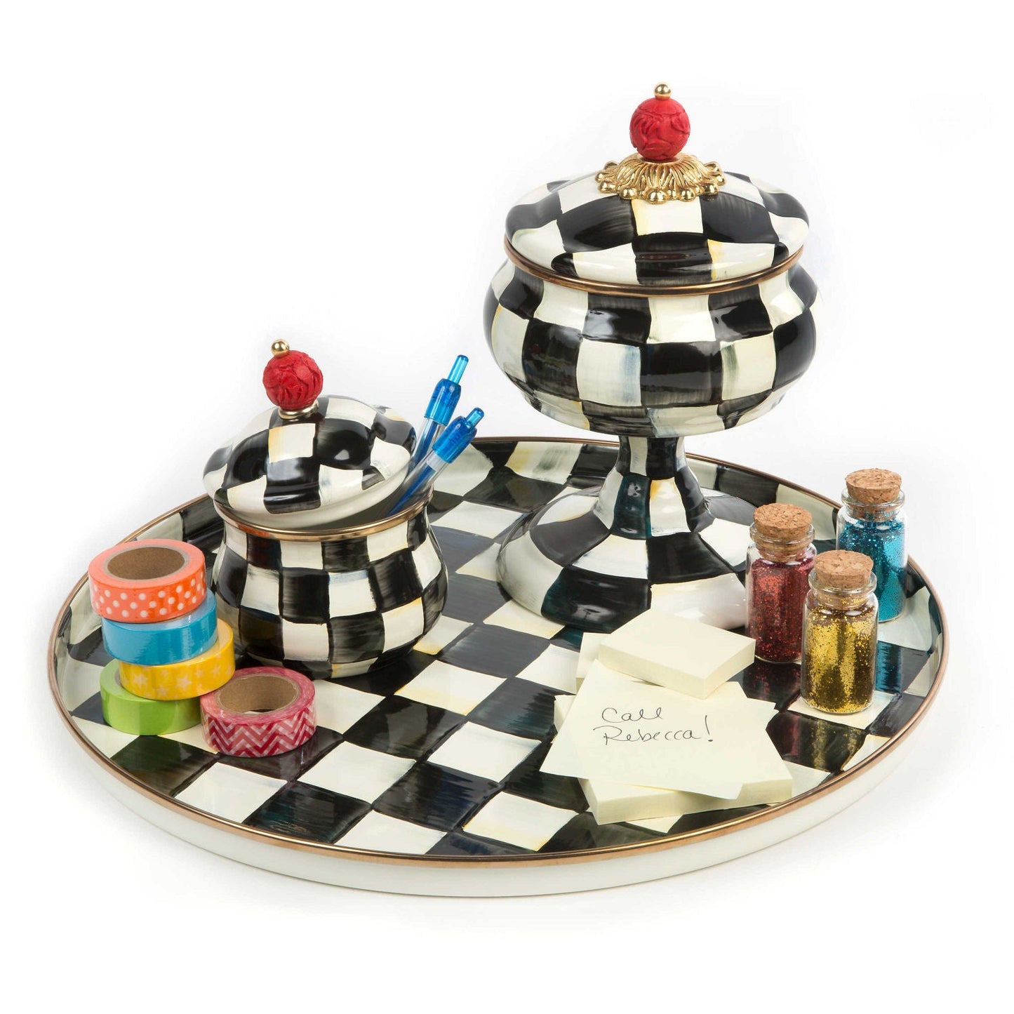 MacKenzie - Childs Courtly Check Lidded Sugar Bowl - |VESIMI Design| Luxury Bathrooms and Home Decor