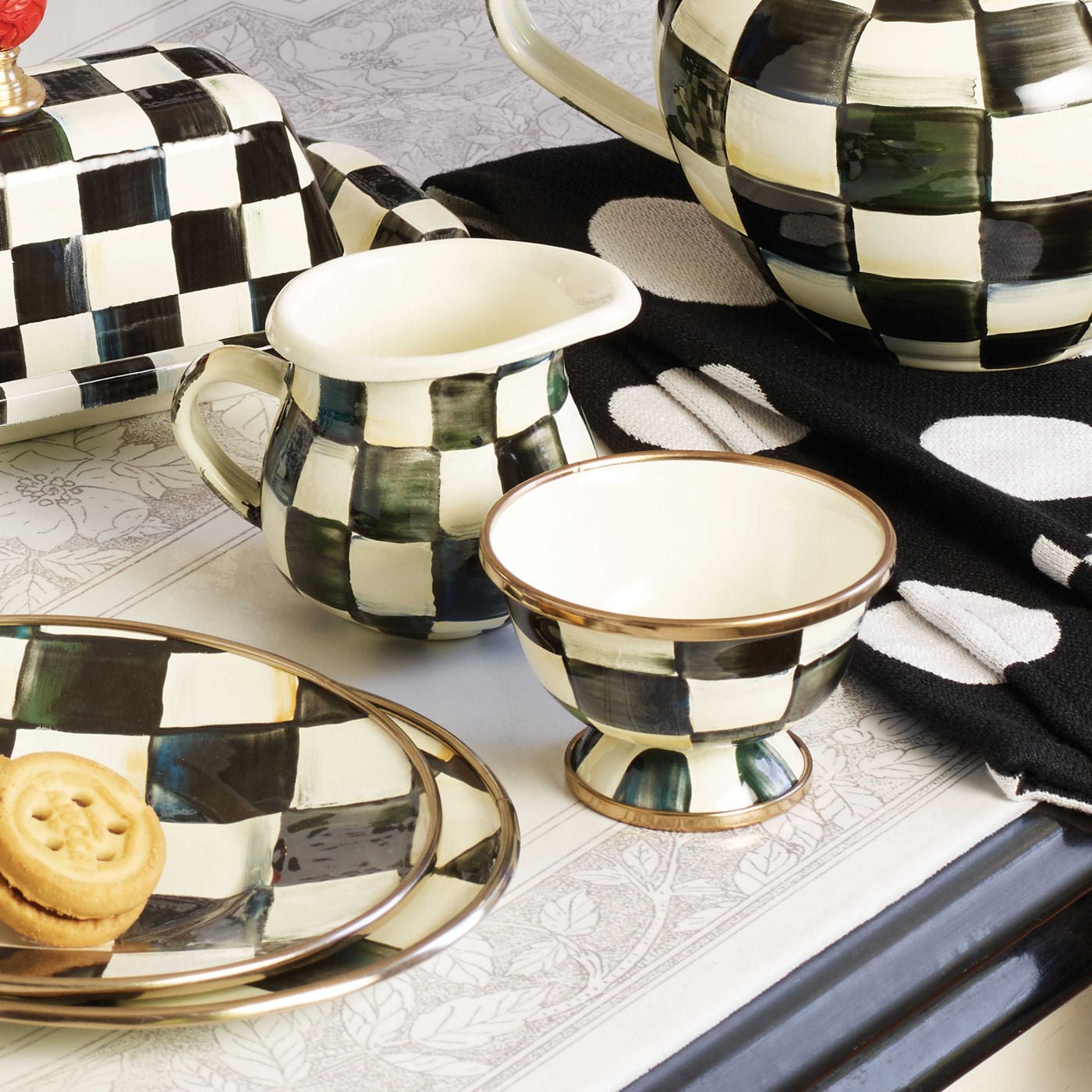MacKenzie-Childs Courtly Check Little Creamer - |VESIMI Design| Luxury Bathrooms and Home Decor
