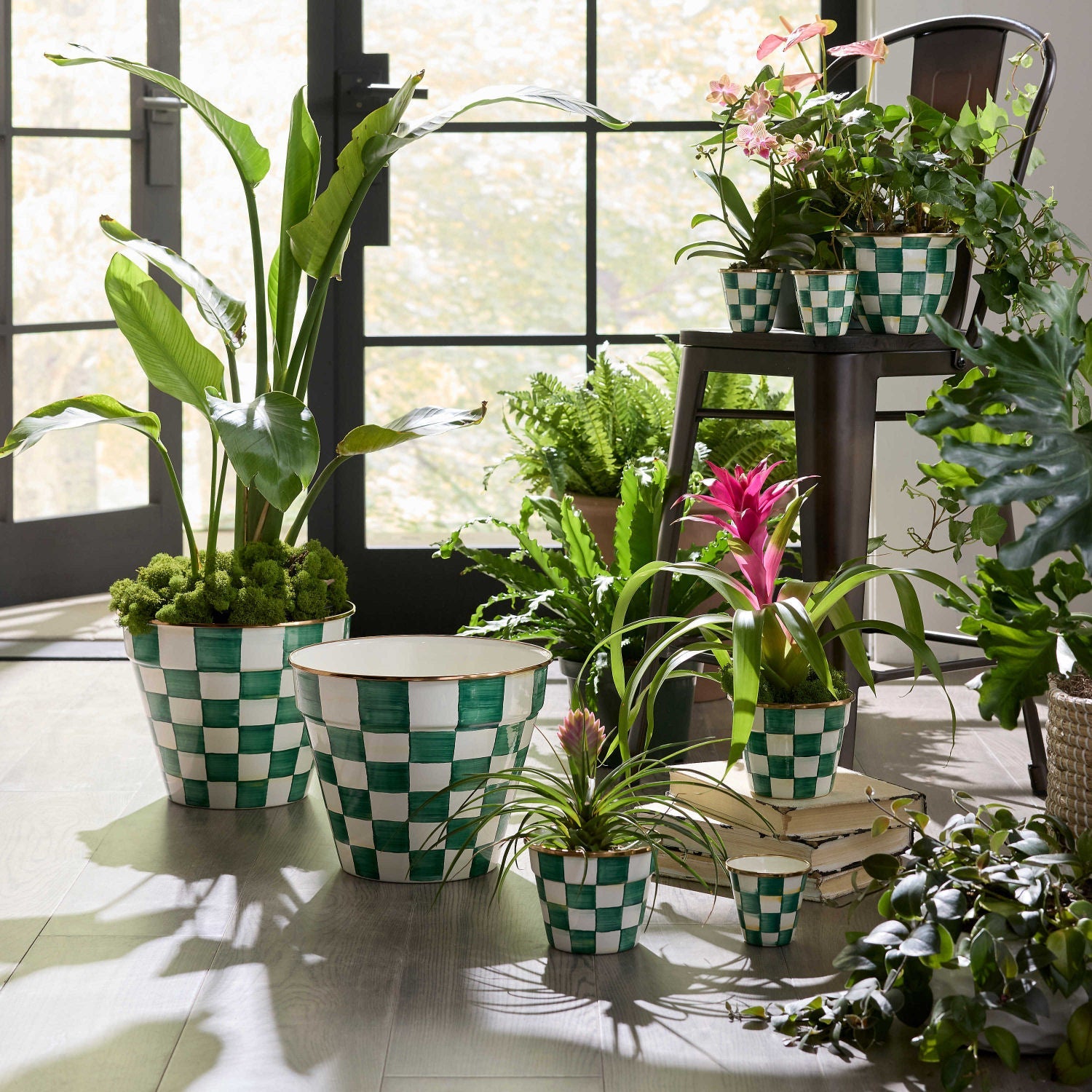 emerald green plant pot MacKenzie-Childs Emerald Check Small Garden Pot – |VESIMI Design|