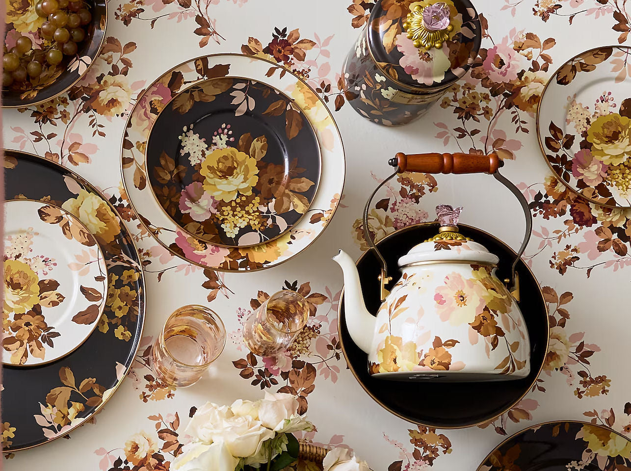 Wild Rose Brown Salad Plate by MacKenzie-Childs