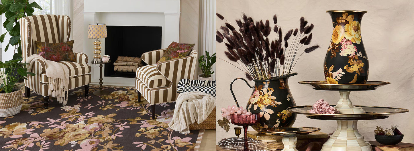 Wild Rose Brown Mini Pedestal Platter by MacKenzie-Childs