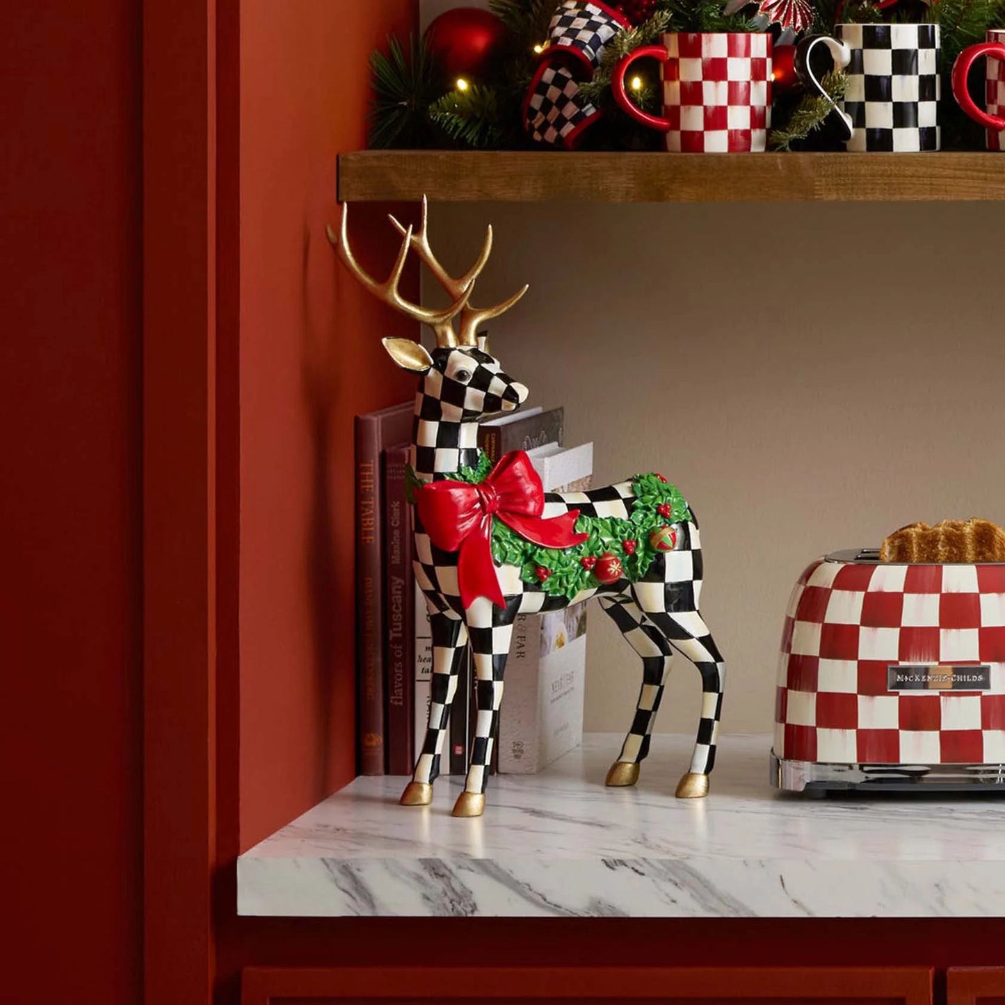 MacKenzie-Childs Holly Check Standing Deer Figurine