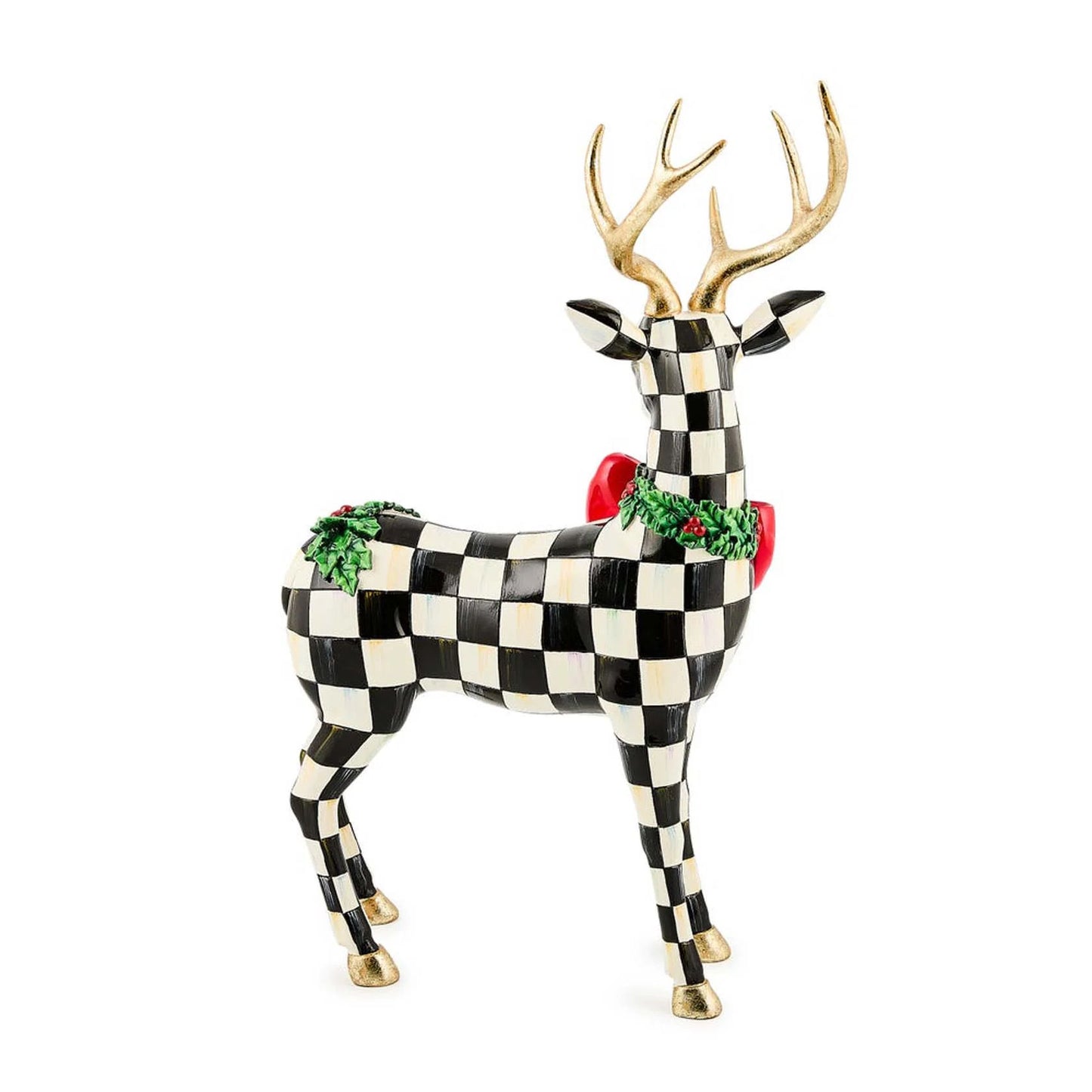 MacKenzie-Childs Holly Check Standing Deer Figurine