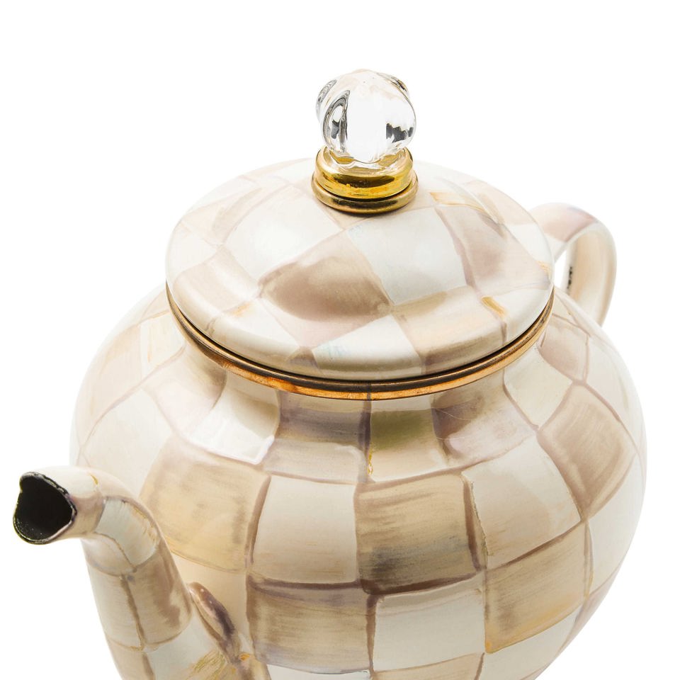 MacKenzie - Childs Mocha Check 4 Cup Teapot - |VESIMI Design|