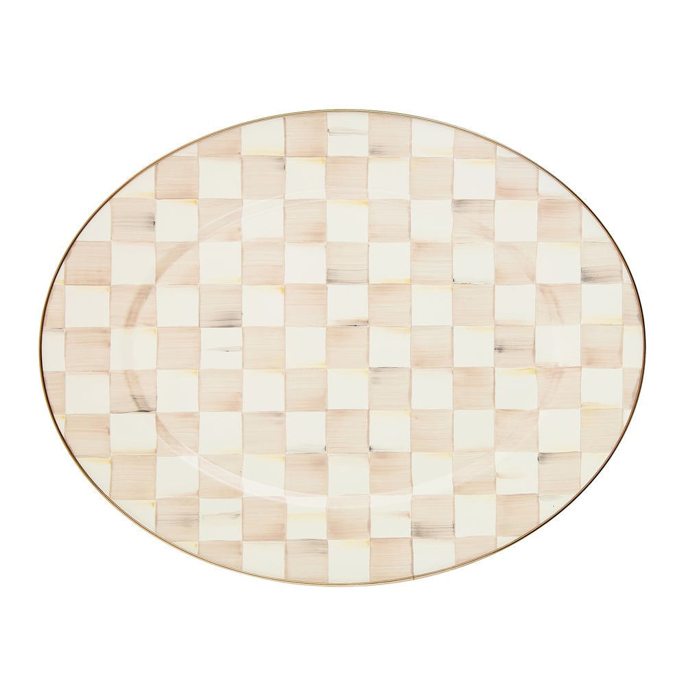 Mocha Check Large Oval Platter