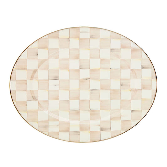 Mocha Check Large Oval Platter