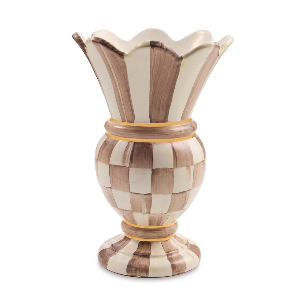 Mocha Check Small Great Vase by MacKenzie-Childs