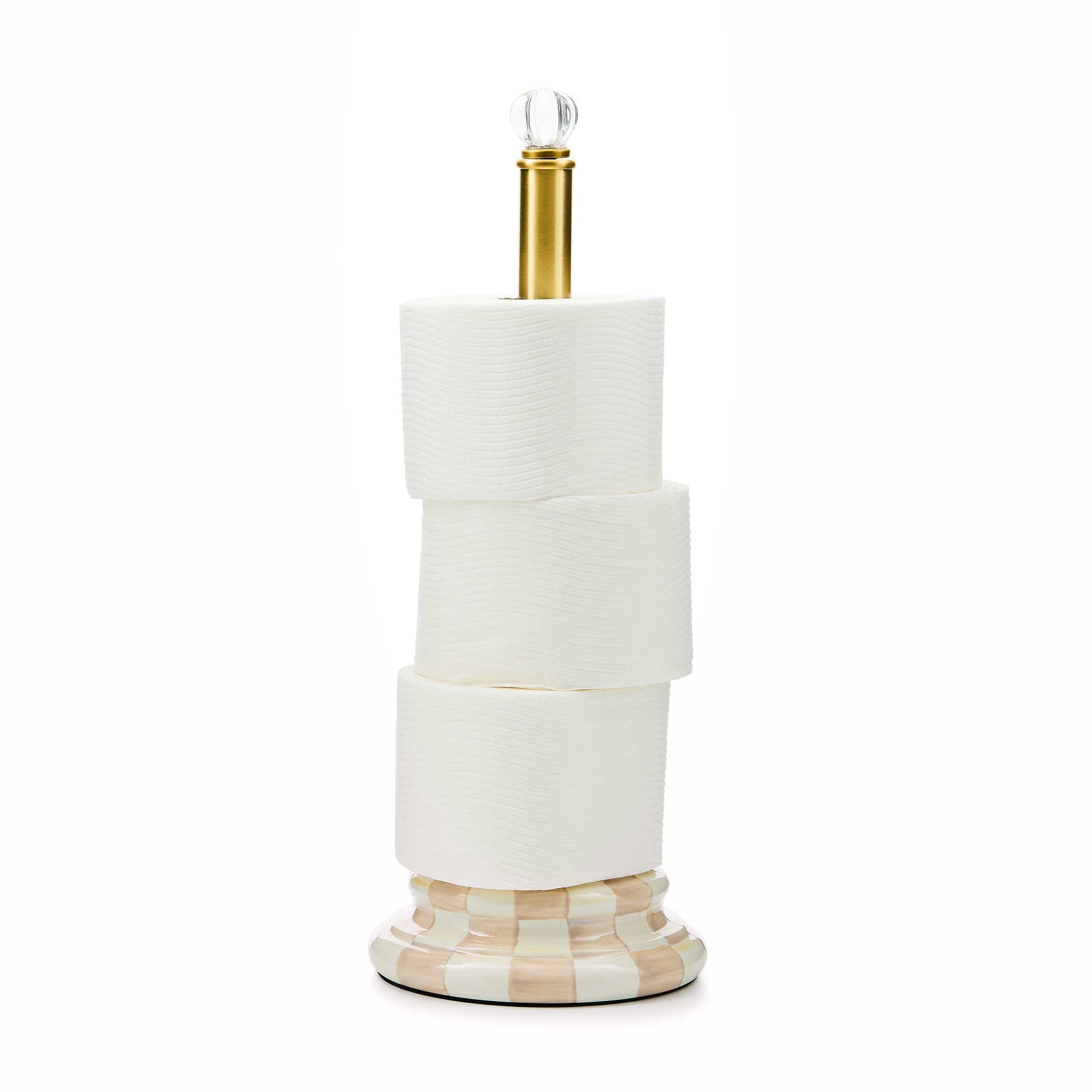Commode Checks MacKenzie-Childs Mocha Check Toilet Tissue Storage – |VESIMI Design|