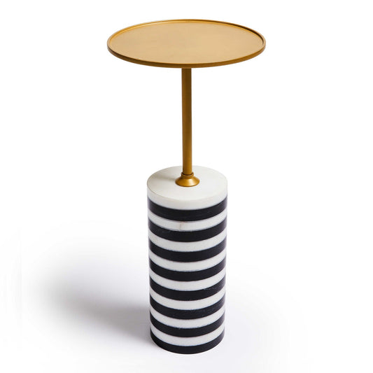 MacKenzie - Childs Priorities Round Stripe Side Table - |VESIMI Design| Luxury Bathrooms and Home Decor