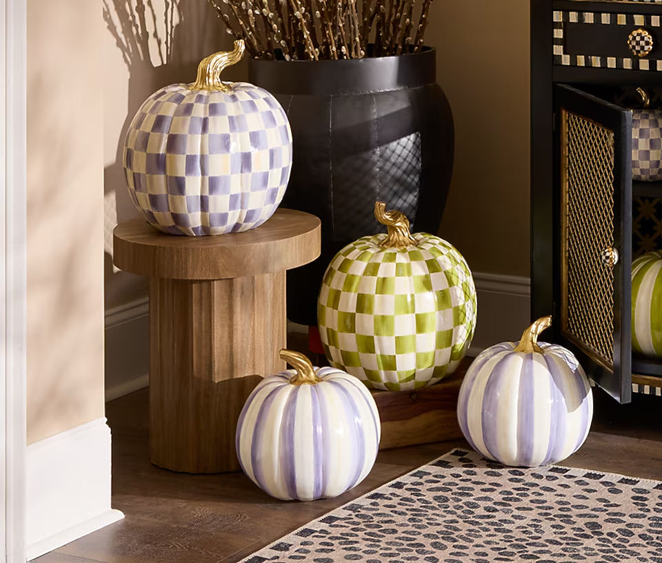 Violet Check Small Pumpkin by MacKenzie-Childs