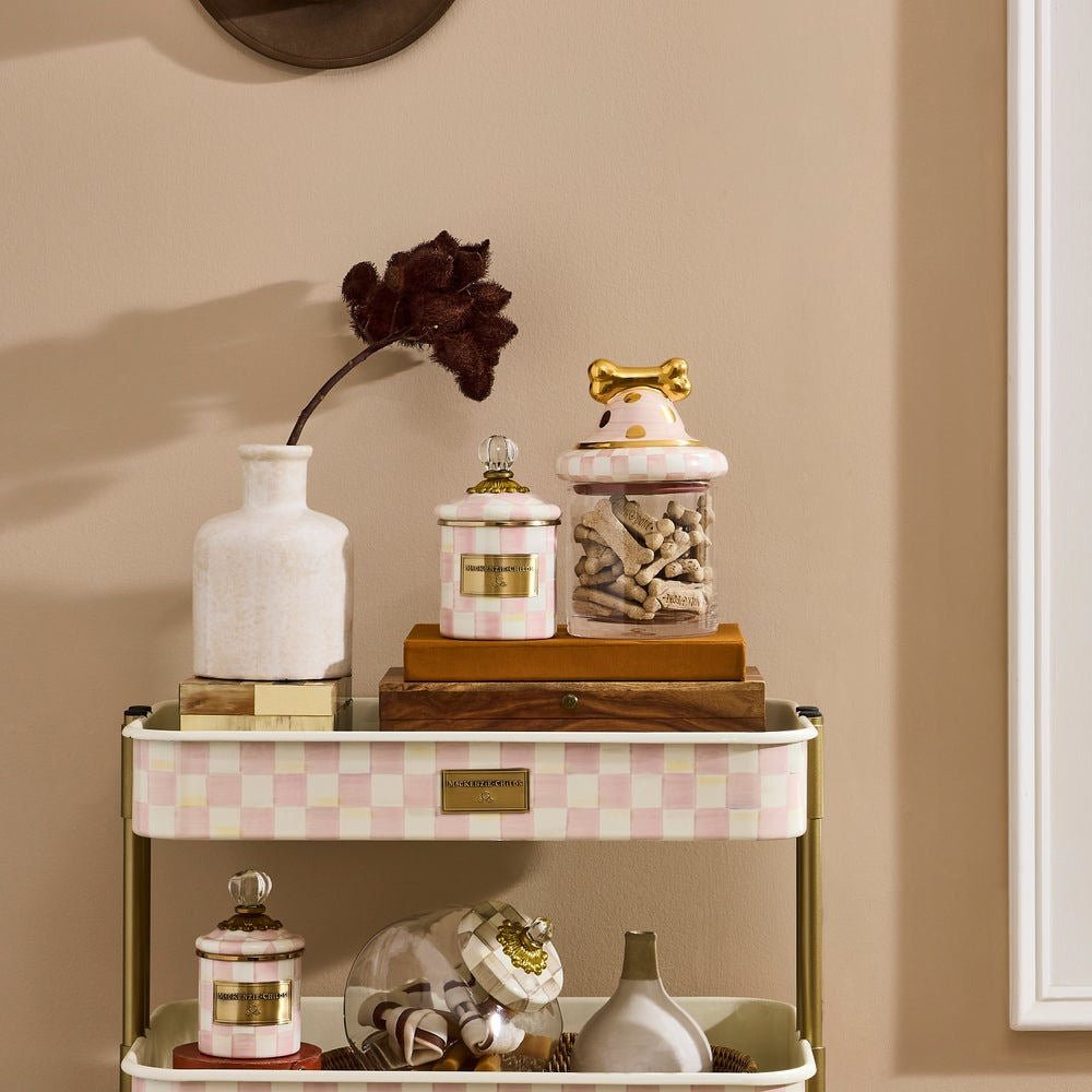 Mackenzie - Childs Rosy Check Canine Cookie Jar - |VESIMI Design|