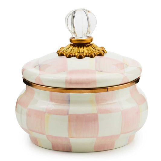 MacKenzie-Childs Rosy Check Squashed Pot - |VESIMI Design| Luxury Bathrooms and Home Decor