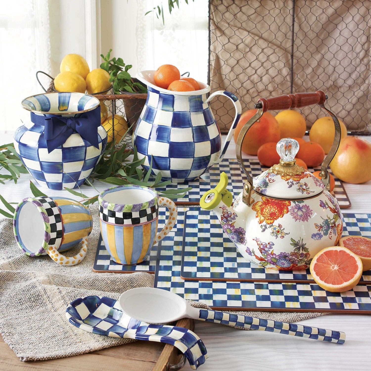 MacKenzie - Childs Royal Check Enamel Pitcher (2.84 liters) - |VESIMI Design| Luxury Bathrooms and Home Decor