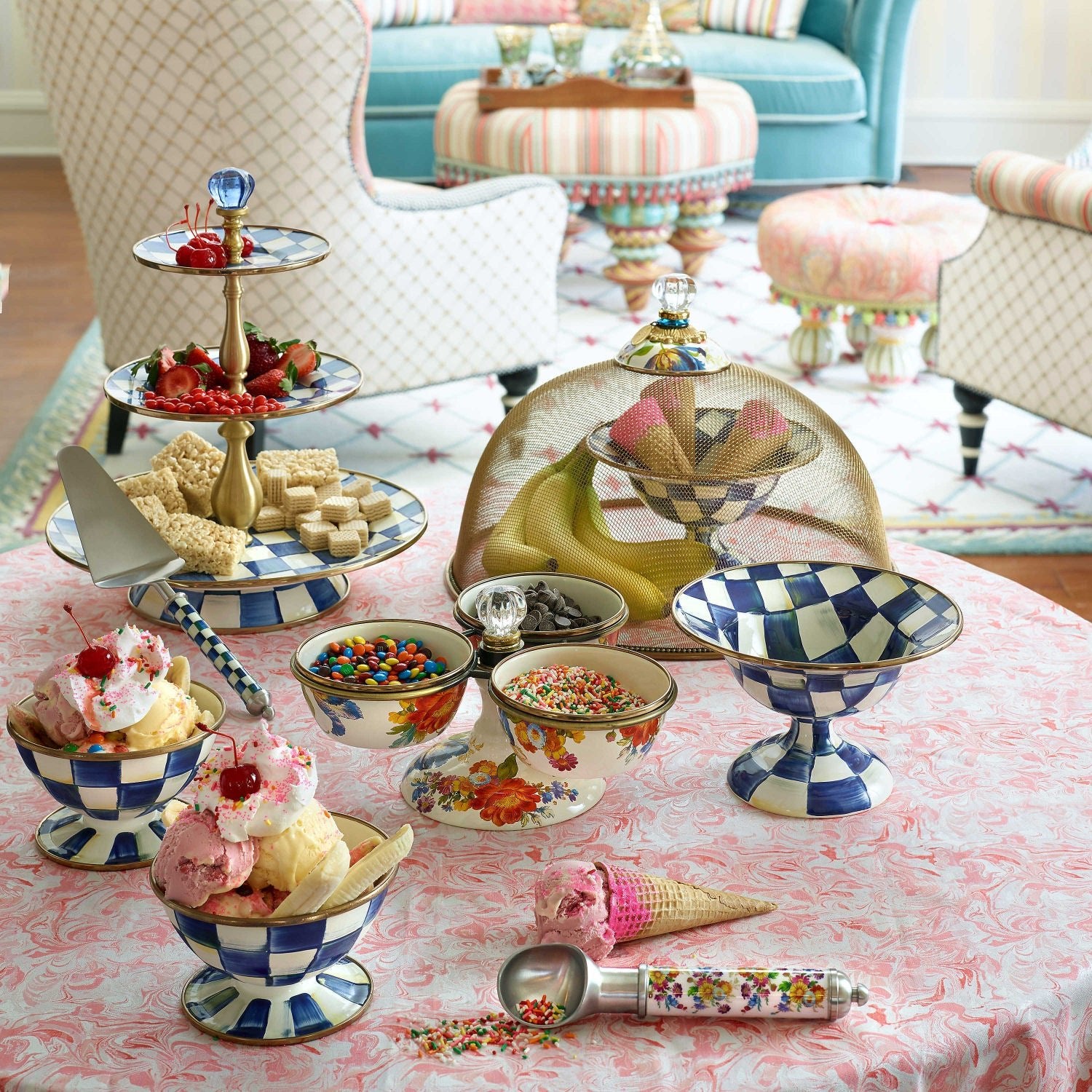 MacKenzie-Childs Royal Check Ice Cream Dish – |VESIMI Design|
