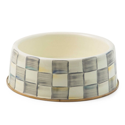 MacKenzie-Childs Sterling Check Large Pet Dish - |VESIMI Design| Luxury Bathrooms and Home Decor