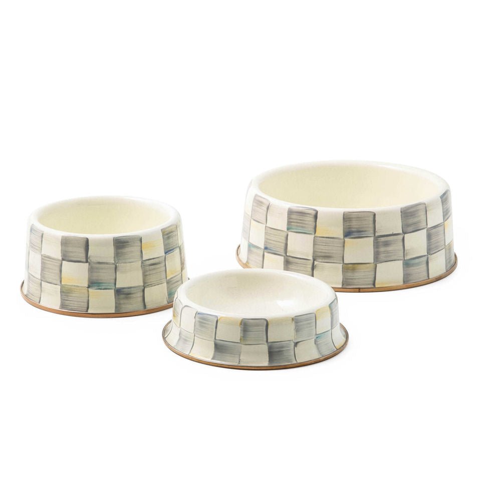 MacKenzie - Childs Sterling Check Large Pet Dish - |VESIMI Design|