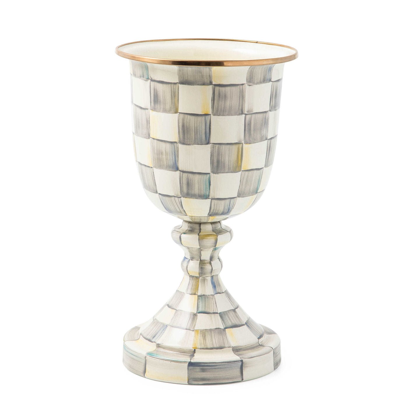 MacKenzie-Childs Sterling Check Pedestal Vase - |VESIMI Design| Luxury Bathrooms and Home Decor