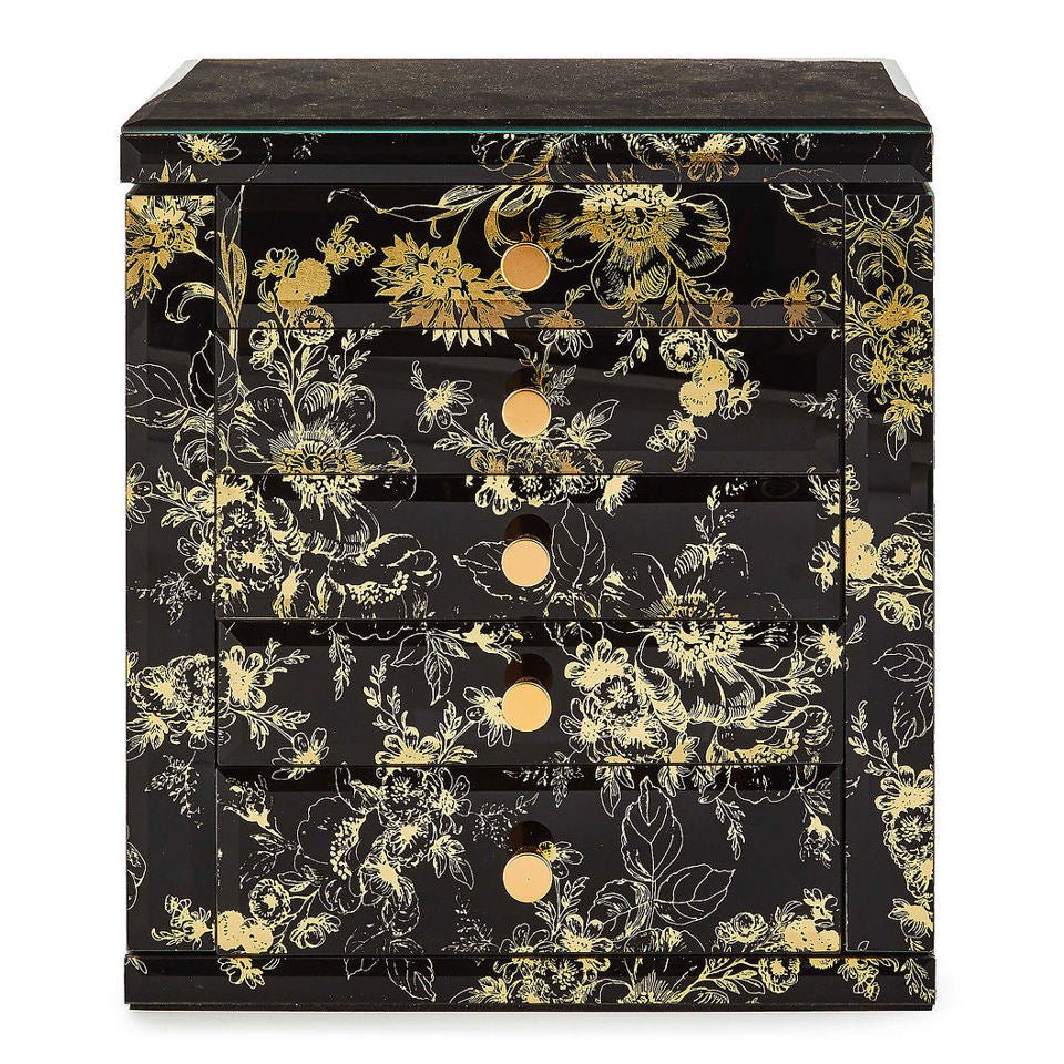 MacKenzie - Childs Twilight Black & Gold Toile Jewelry Armoire - |VESIMI Design| Luxury Bathrooms and Home Decor