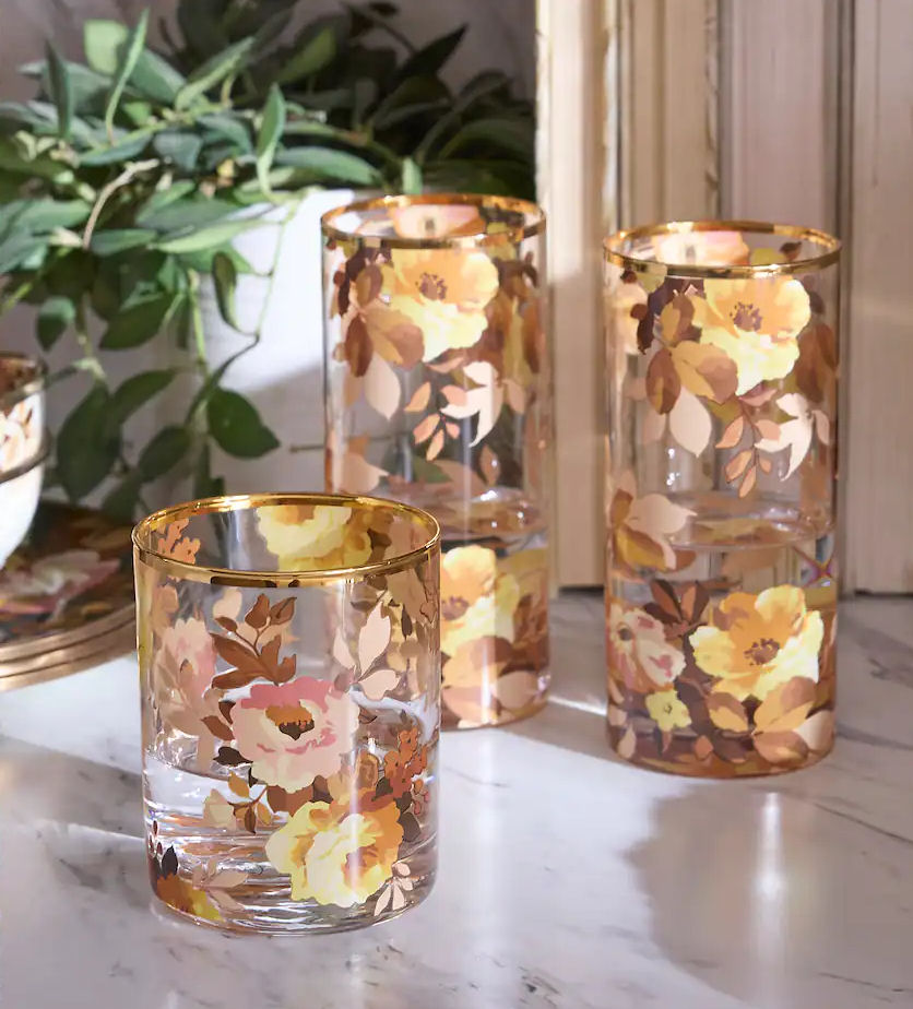 Wild Rose Tumbler Glass, Set of 4