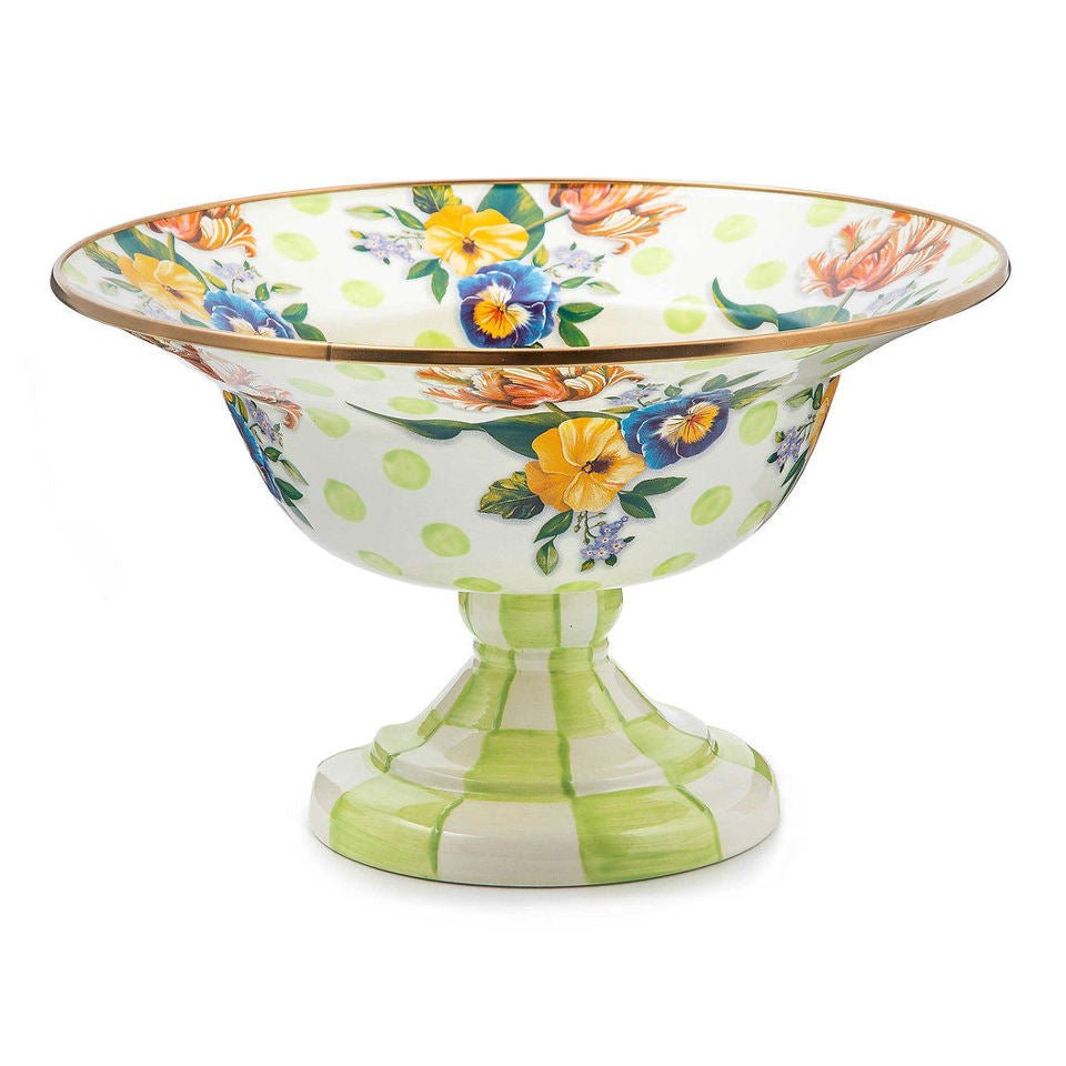 MacKenzie - Childs Wildflowers Green Large Compote - |VESIMI Design| Luxury Bathrooms and Home Decor