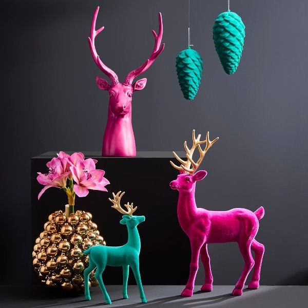 Magenta Christmas Deer Decoration 45cm - |VESIMI Design| Luxury Bathrooms and Home Decor