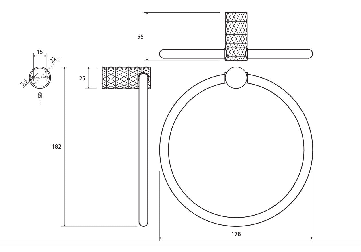 Matt Gold Bathroom Towel Ring | Diamond Collection