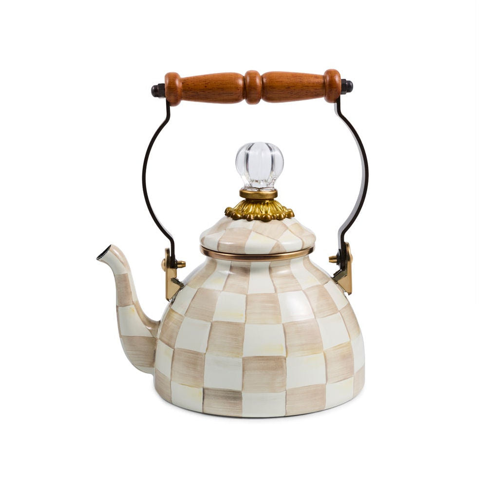 Mocha Check 1 Quart MINI Tea Kettle by MacKenzie-Childs