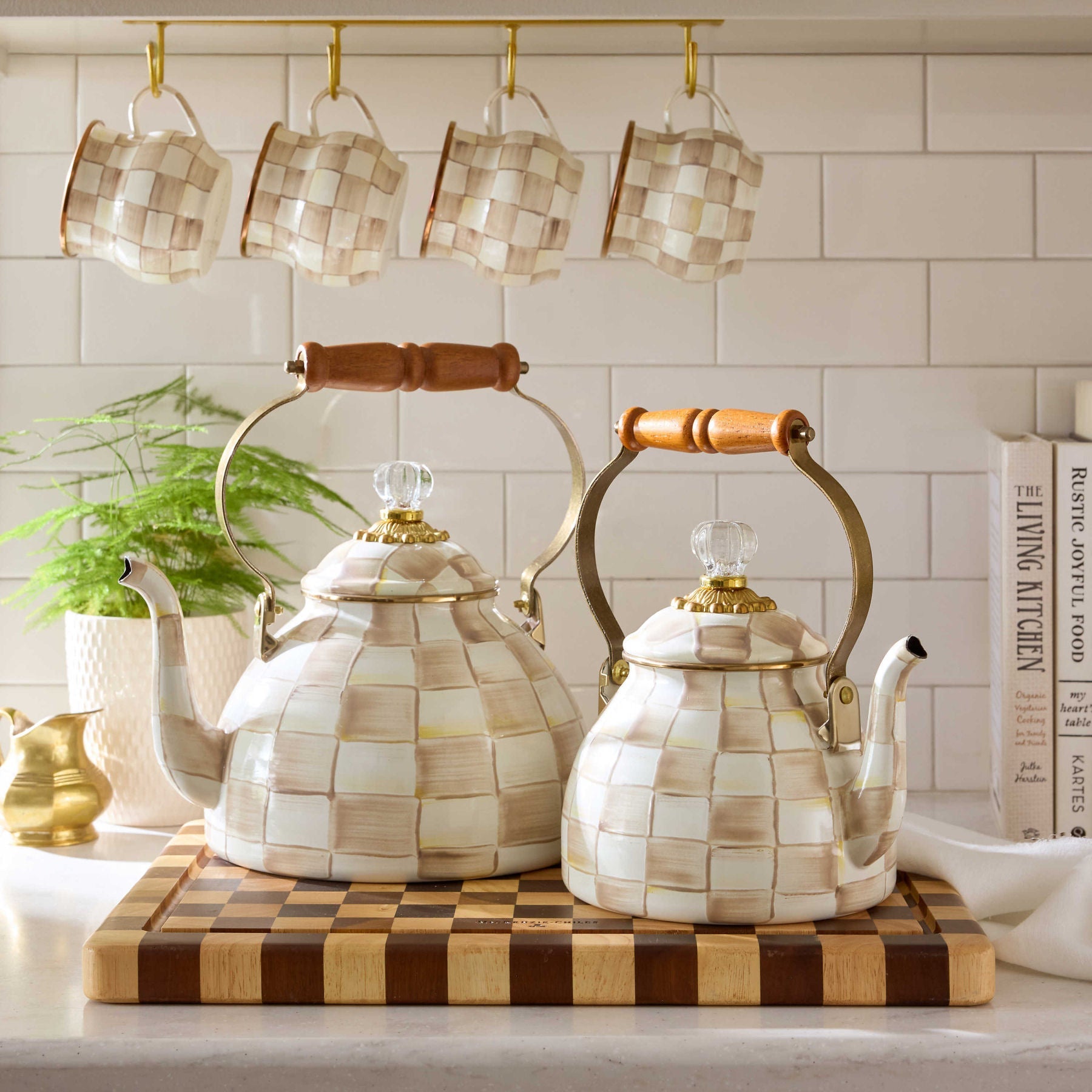 Mocha Check Tea Kettle by MacKenzie-Childs – |VESIMI Design|