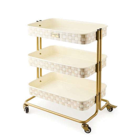 Mackenzie-Childs Mocha Check 3-Tier Kitchen Cart