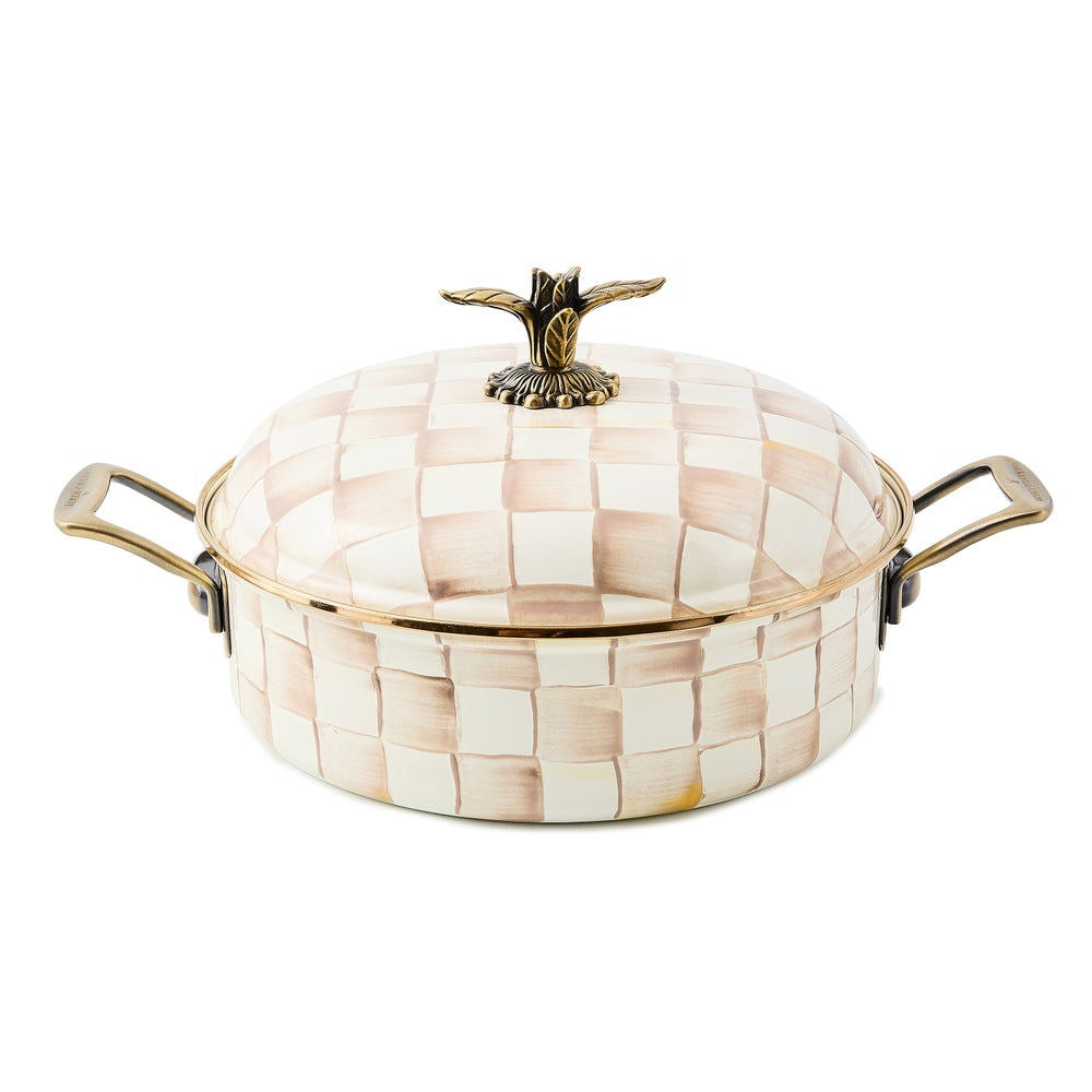Mackenzie-Childs Mocha Check Enamel 5 Qt. Casserole