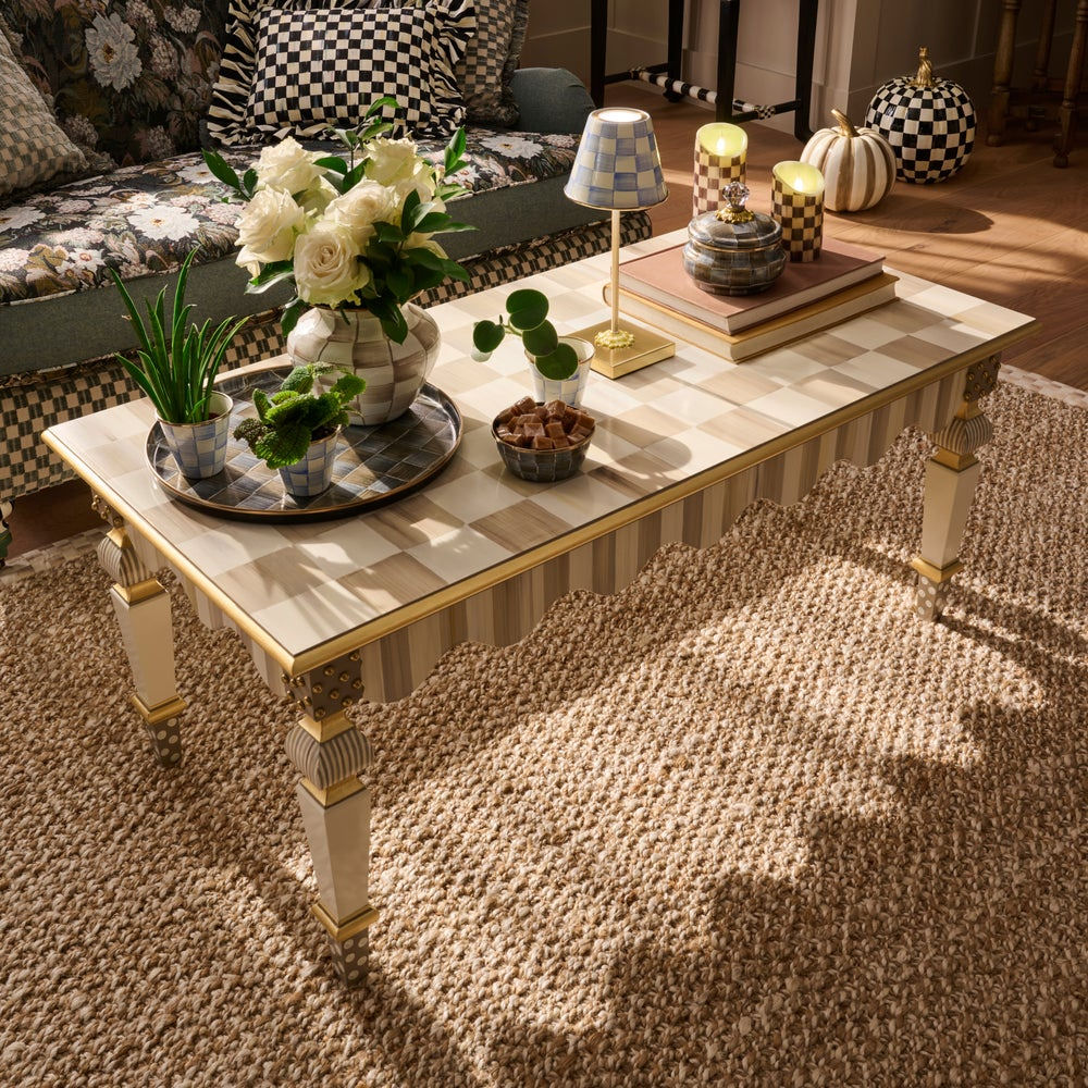 Mocha Check & Stripe Coffee Table by MacKenzie-Childs