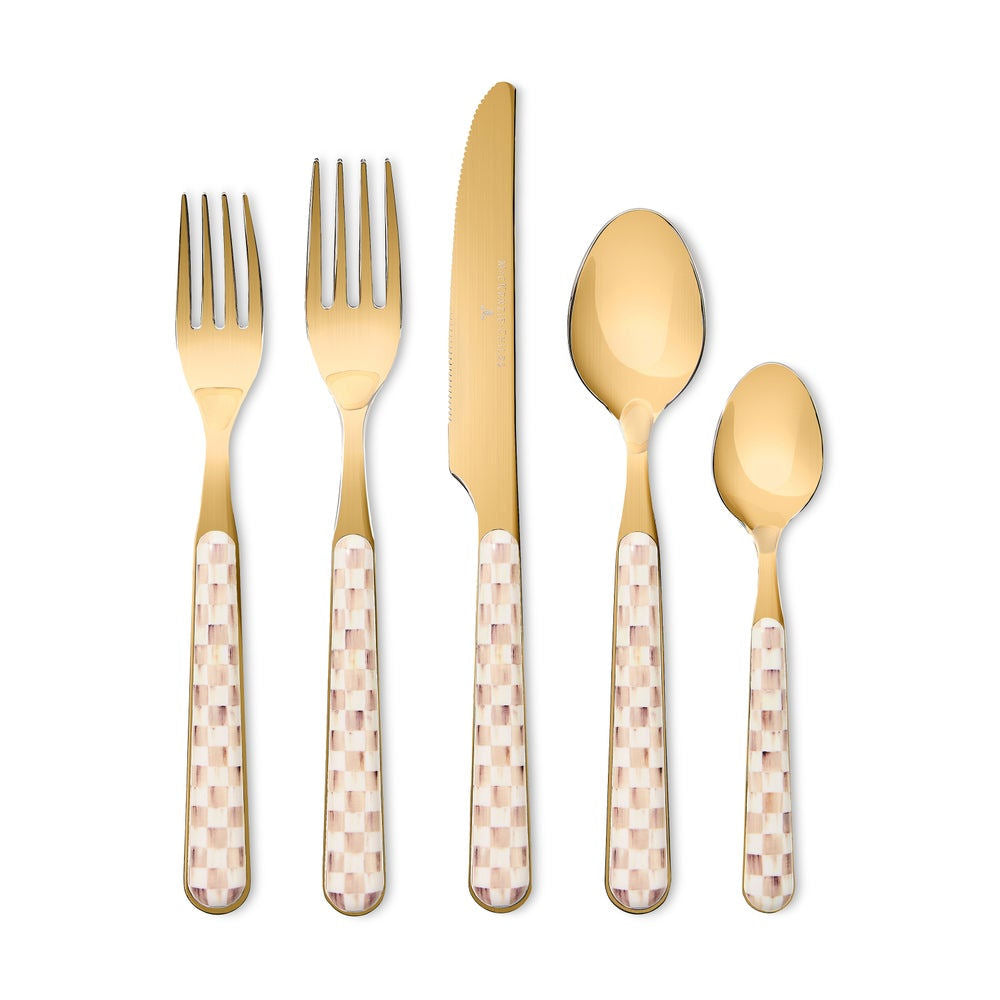 Mocha Check Bistro Flatware 5 Piece Place Setting by MacKenzie-Childs