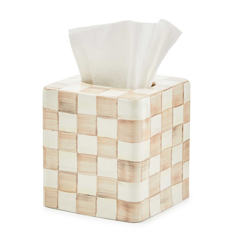 Mocha Check Boutique Tissue Box Cover by MacKenzie - Childs - |VESIMI Design|