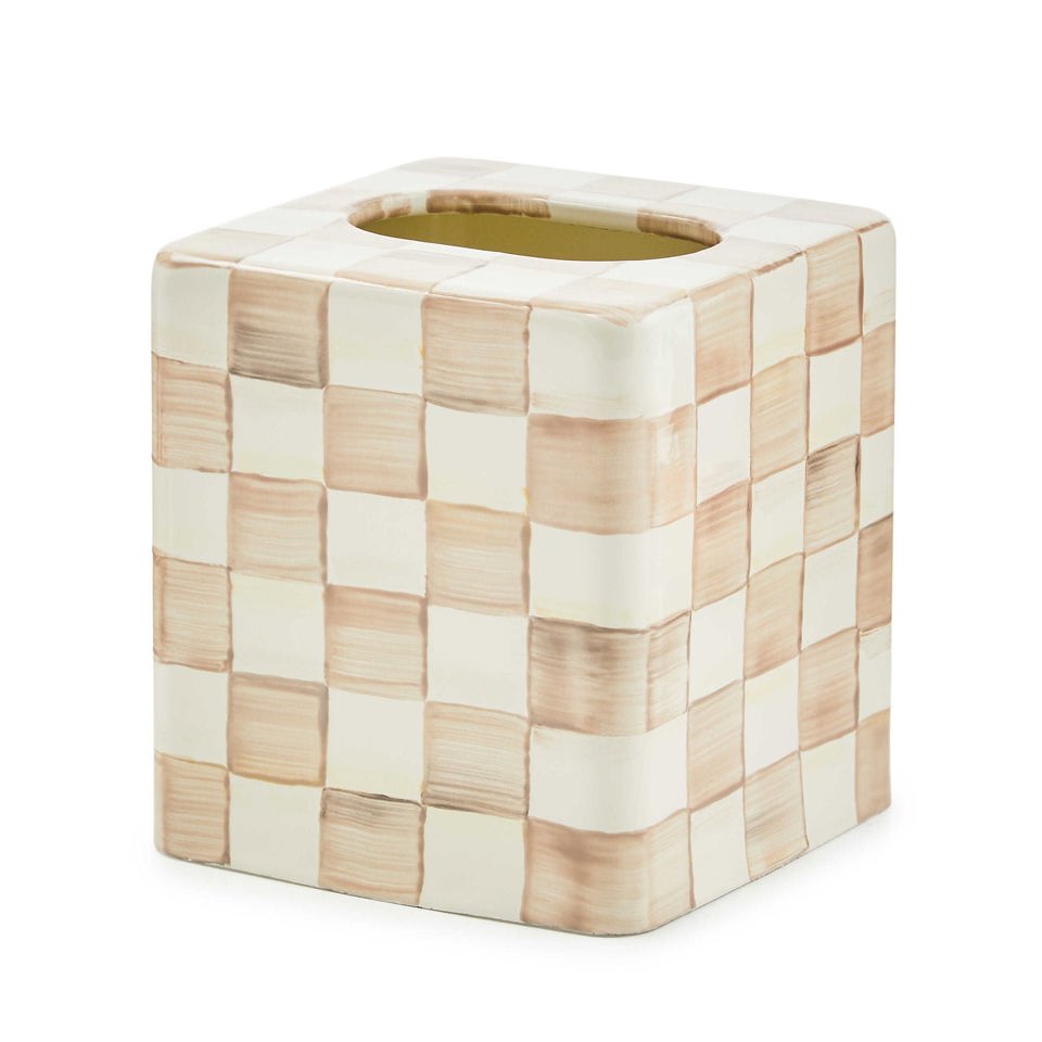 Mocha Check Boutique Tissue Box Cover by MacKenzie - Childs - |VESIMI Design|