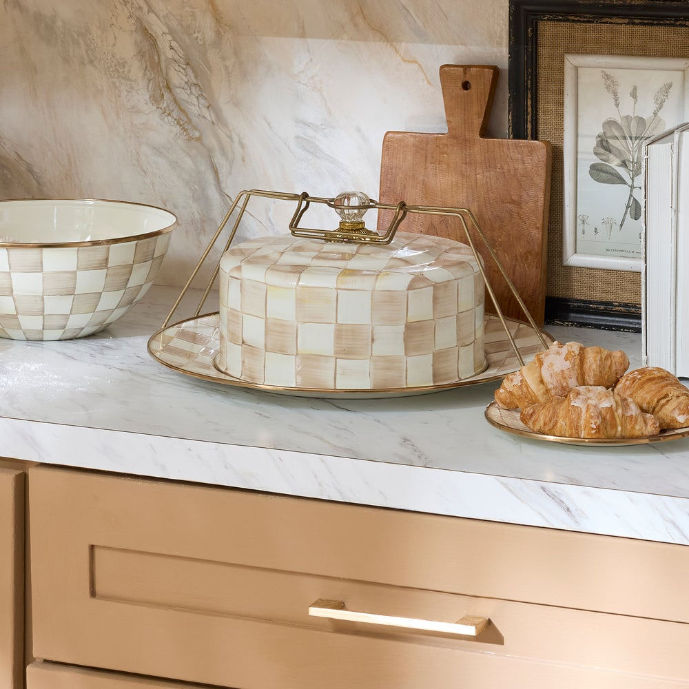 Mocha Check Cake Carrier MacKenzie-Childs