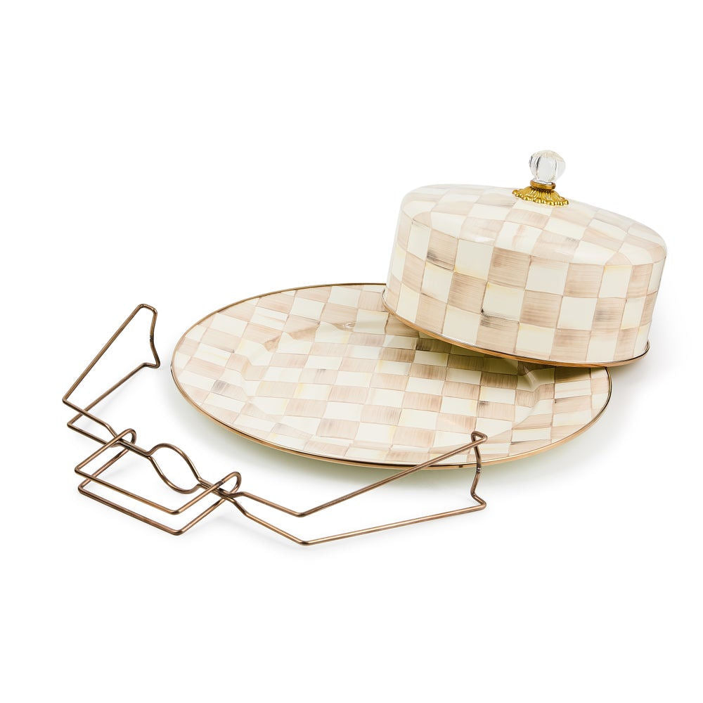 Mocha Check Cake Carrier MacKenzie-Childs