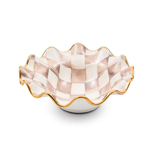 Mocha Check Ceramic Fluted Breakfast Bowl by MacKenzie-Childs