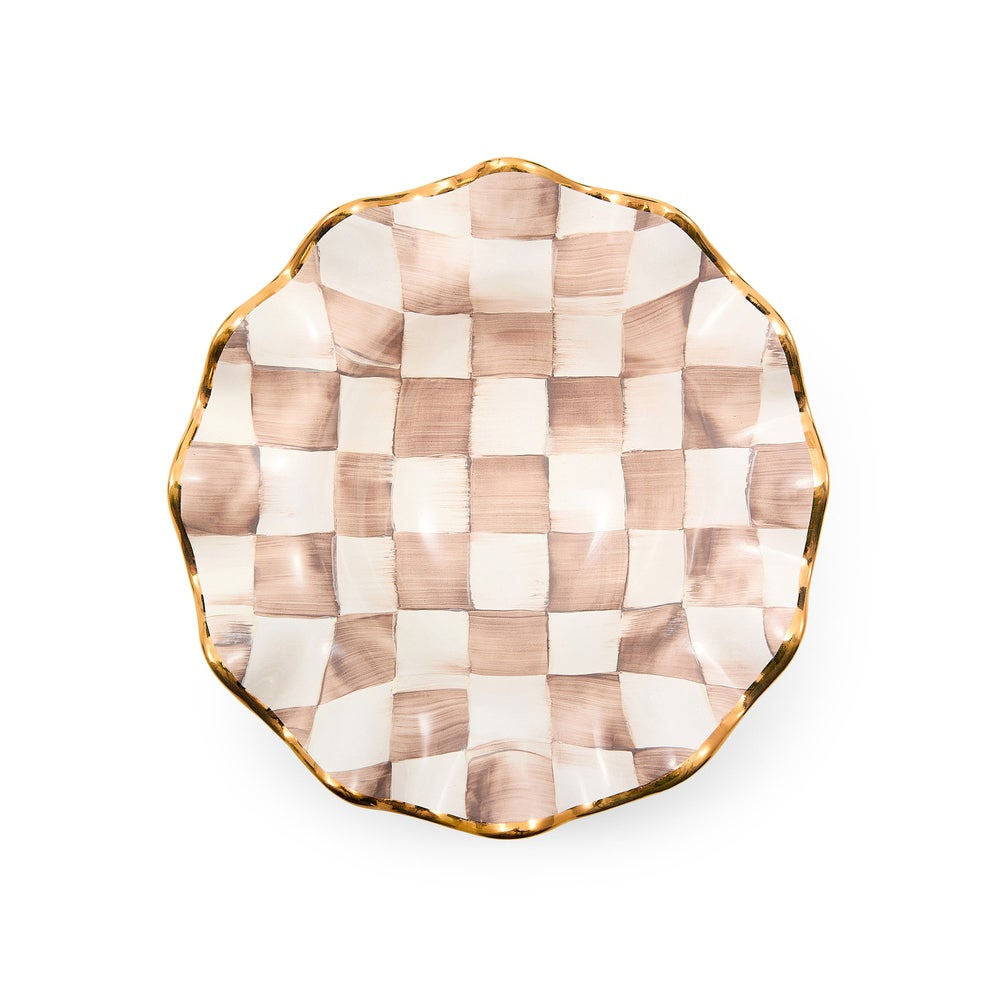 Mocha Check Ceramic Fluted Breakfast Bowl by MacKenzie-Childs