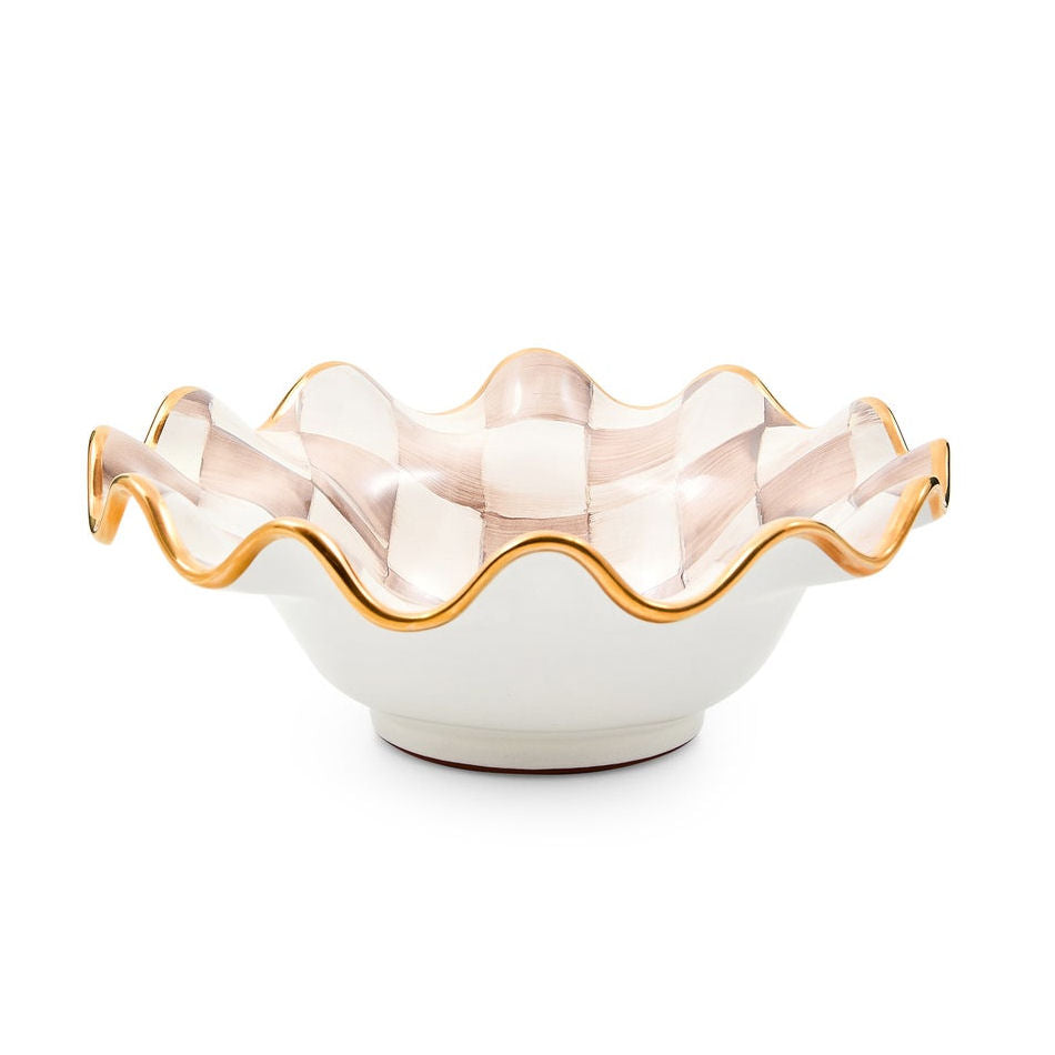 Mocha Check Ceramic Fluted Breakfast Bowl by MacKenzie-Childs
